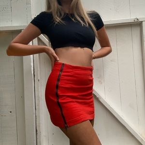 Carmar Red Zip Up Skirt